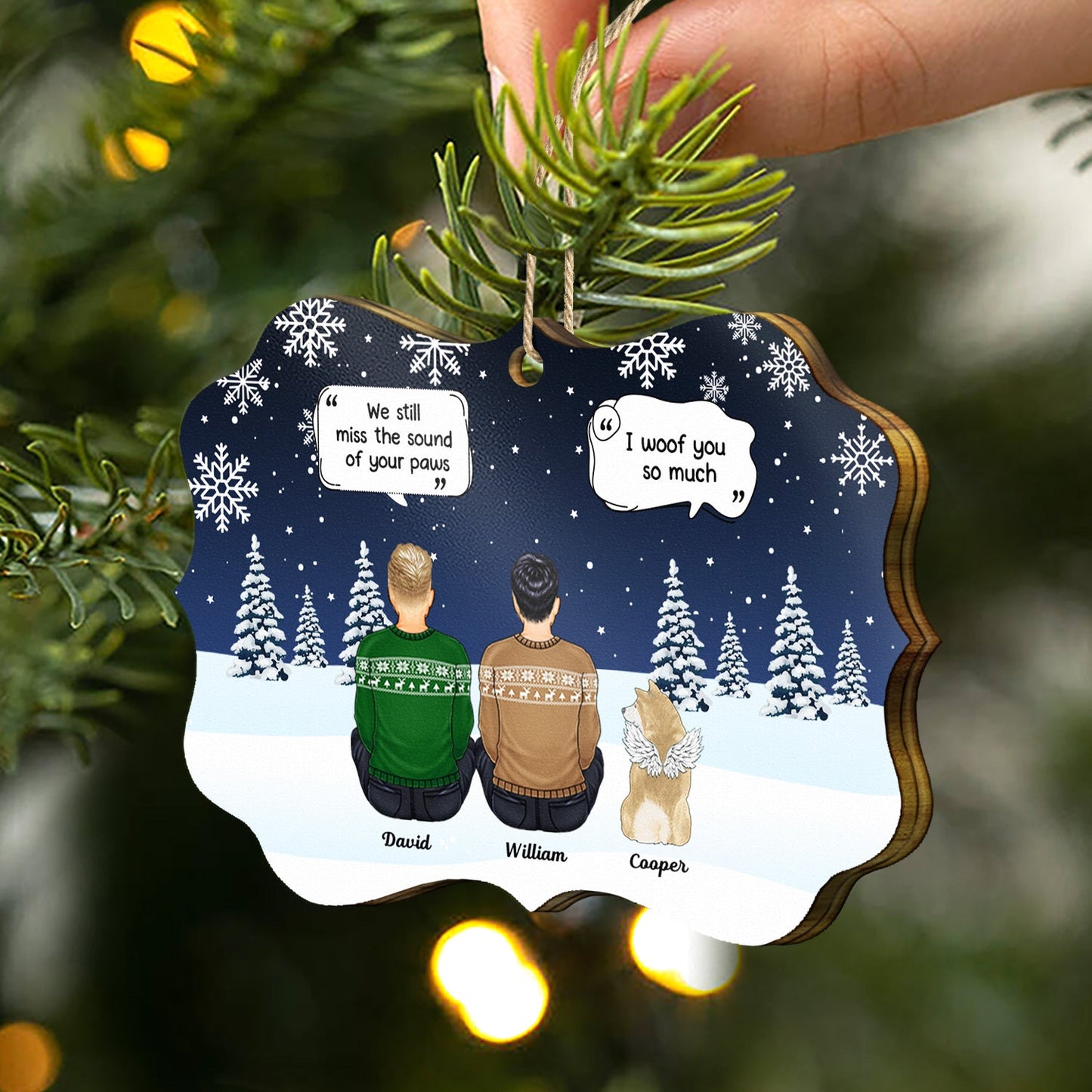 I Miss You - Christmas Memorial Gift For Pet Lovers, Dog Mom, Dog Dad, Cat Mom, Cat Dad - Personalized Medallion Wooden Ornament