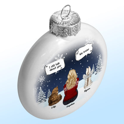 I Miss You - Christmas Memorial Gift For Pet Lovers, Dog Mom, Dog Dad, Cat Mom, Cat Dad - Personalized White Flat Ball Ornament