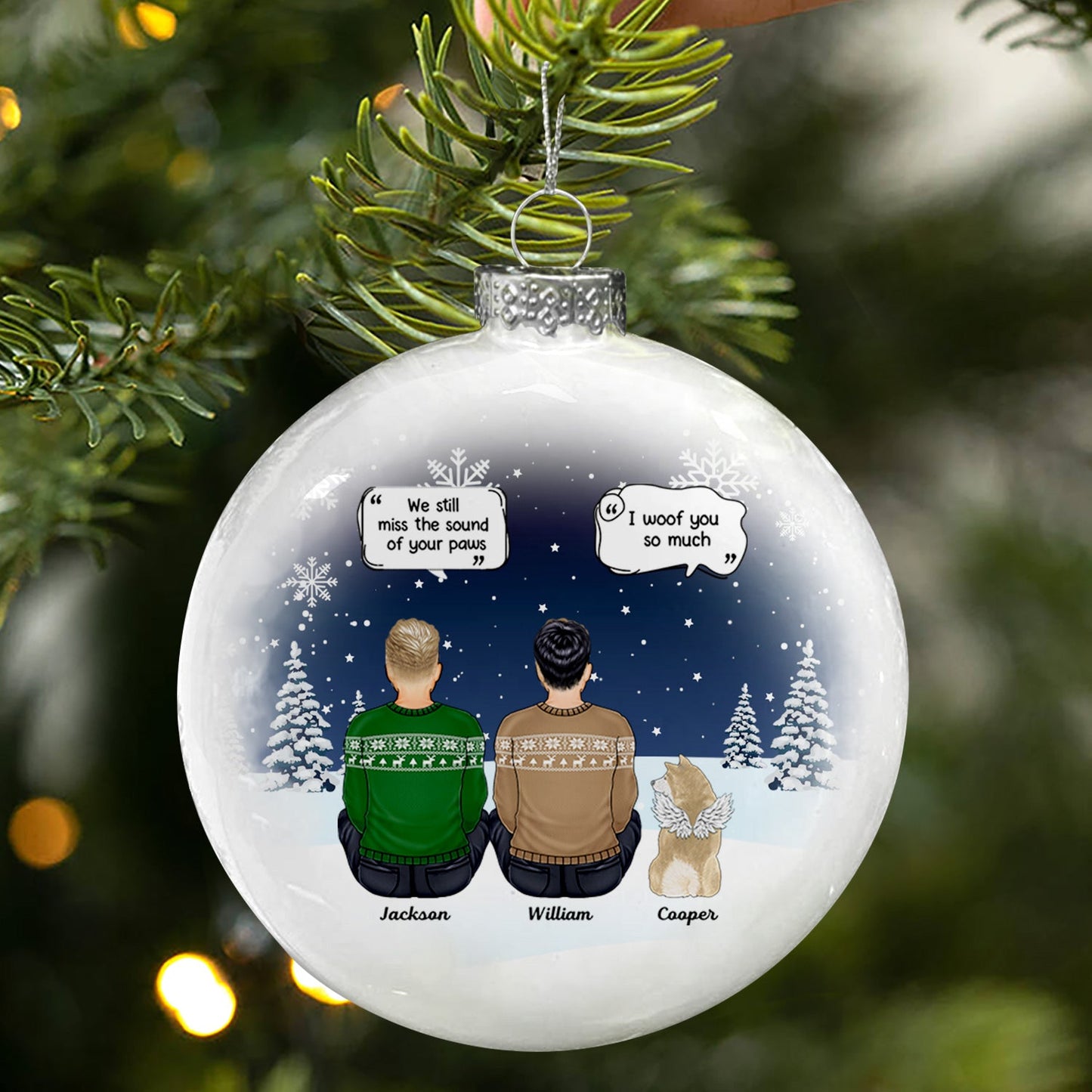 I Miss You - Christmas Memorial Gift For Pet Lovers, Dog Mom, Dog Dad, Cat Mom, Cat Dad - Personalized White Flat Ball Ornament