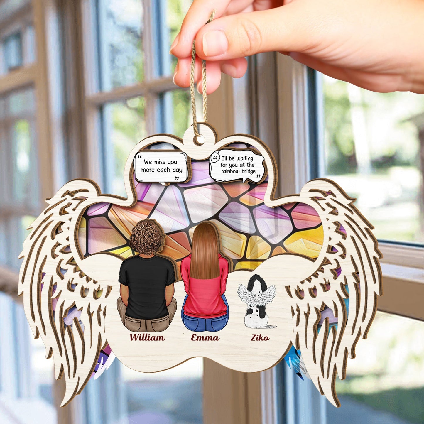 I Miss You - Christmas Memorial Gift For Pet Lovers, Dog Mom, Dog Dad, Cat Mom, Cat Dad - Personalized Suncatcher Ornament