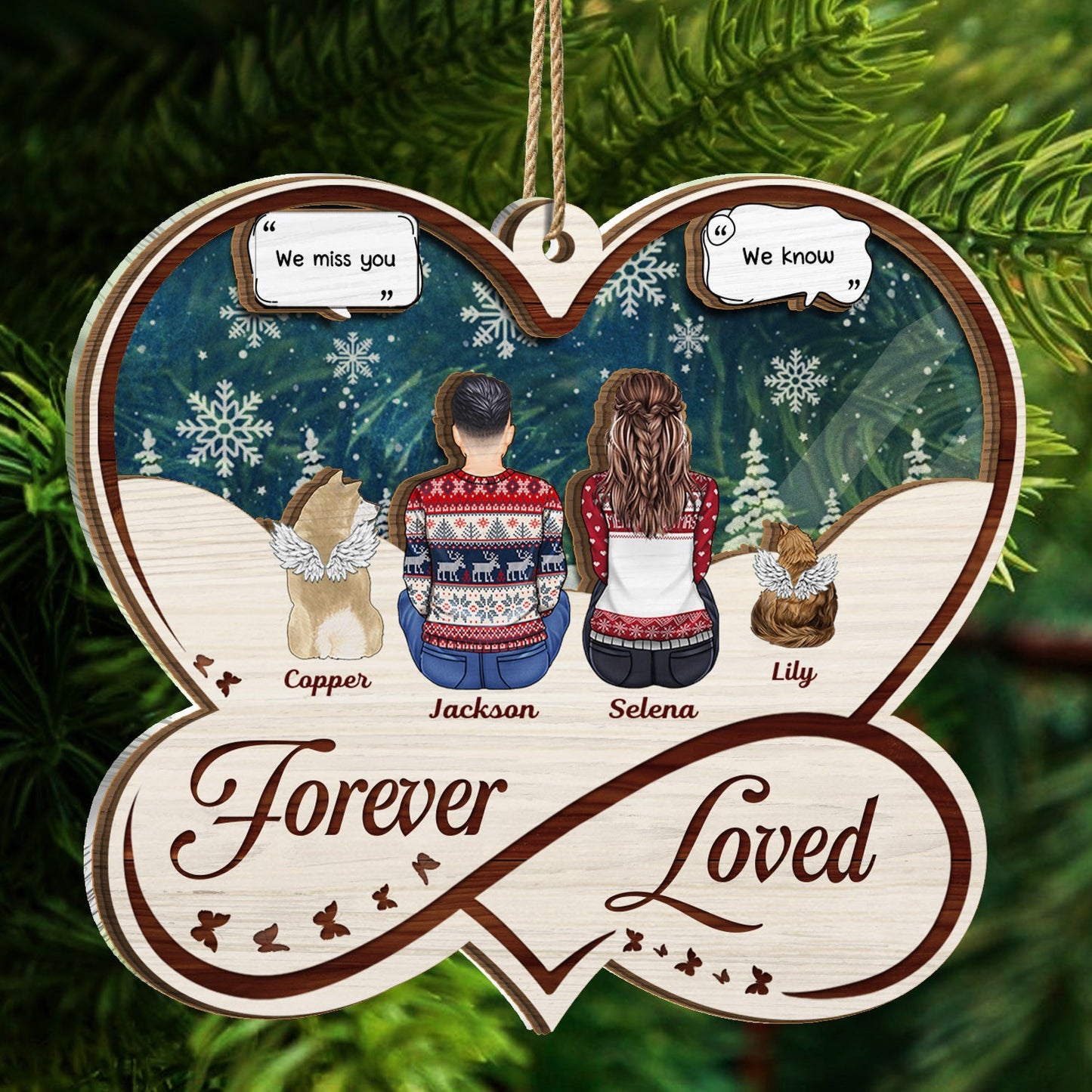 Forever Loved - Christmas Memorial Gift For Pet Lovers, Dog Mom, Dog Dad, Cat Mom, Cat Dad - Personalized Suncatcher Ornament