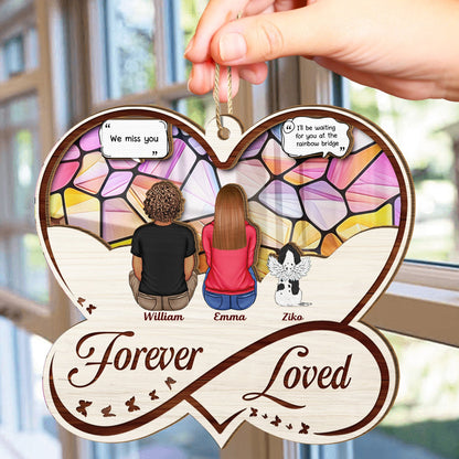 Forever Loved - Christmas Memorial Gift For Pet Lovers, Dog Mom, Dog Dad, Cat Mom, Cat Dad - Personalized Suncatcher Ornament