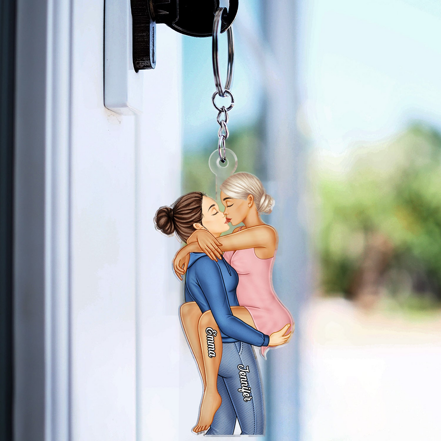 Couple Kissing - Anniversary Gift For Couples - Personalized Cutout Acrylic Keychain