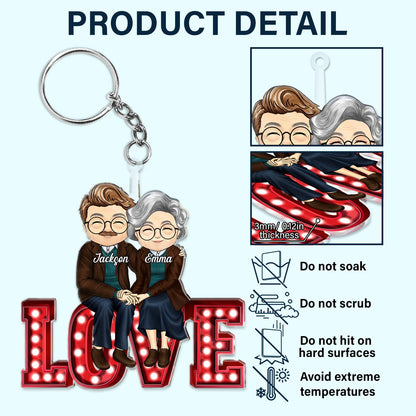 Chibi Couple Love Together - Anniversary Gift For Couples - Personalized Cutout Acrylic Keychain