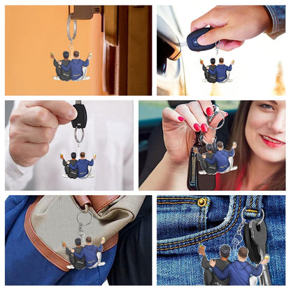 Couple Hugging - Anniversary Gift For Couples - Personalized Cutout Acrylic Keychain