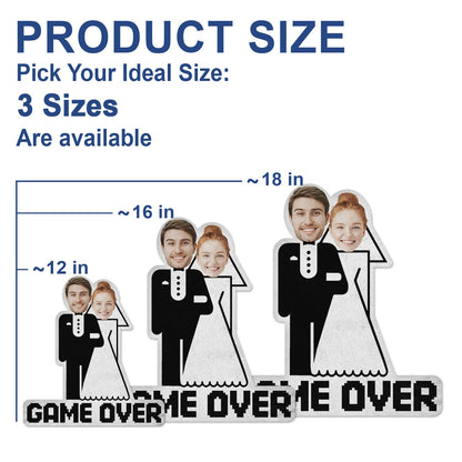 Custom Photo Funny Game Over Bride And Groom - Birthday, Anniversary Gift For Spouse, Husband, Wife, Couple - Personalized Custom Shaped Pillow