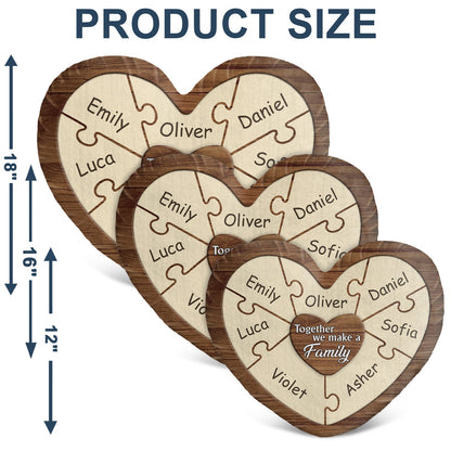 Together We Make A Family - Birthday, Holiday Gift For Parent, Couple, Grandparent - Personalized Heart Shaped Pillow