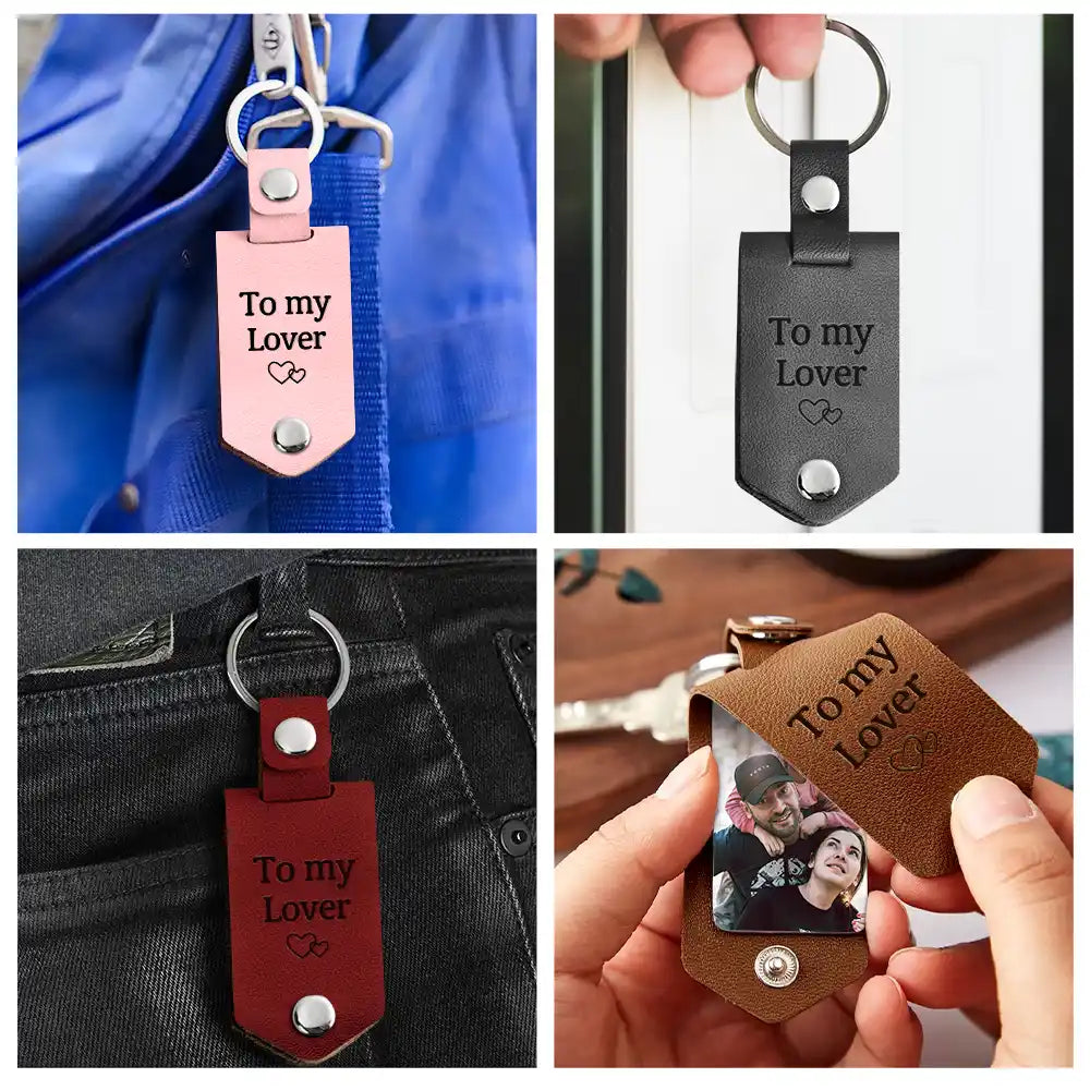 Custom Photo Drive Safe I Need You Here With Me - Gift For Boyfriends, Husbands, Couples - Personalized Leather Photo Keychain