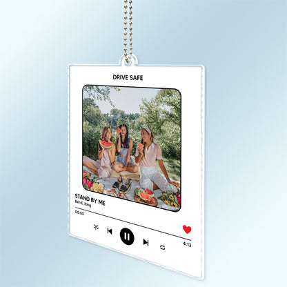 Custom Photo Favorite Song - Gift For Couples, BFF, Family - Personalized Acrylic Car Hanger