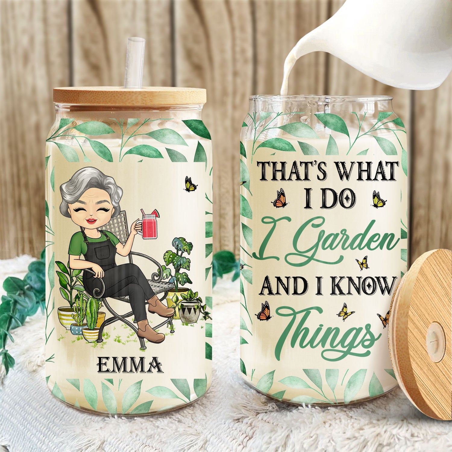 And Into The Garden I Go - Gift For Women, Garden Lovers - Personalized Clear Glass Can