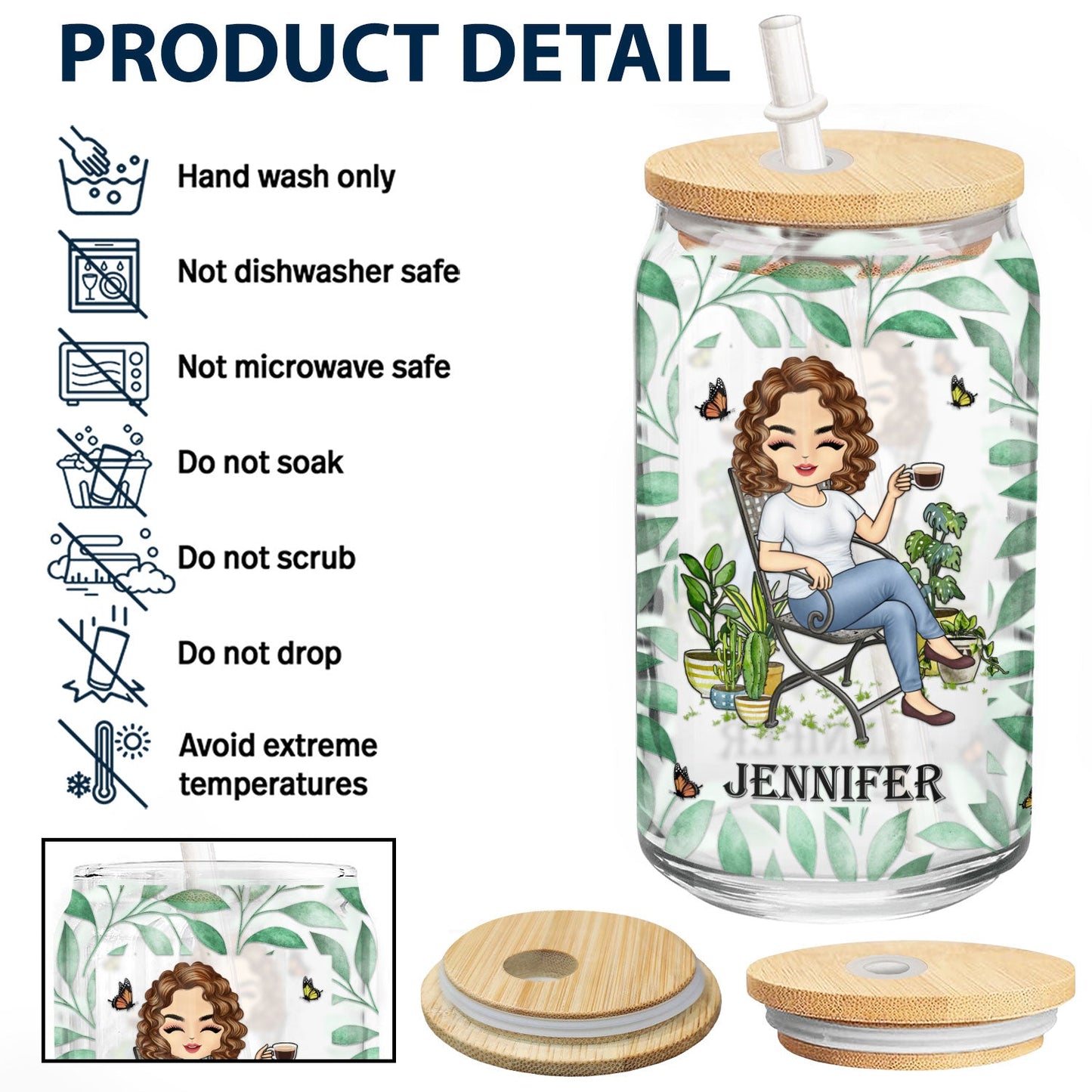 And Into The Garden I Go - Gift For Women, Garden Lovers - Personalized Clear Glass Can