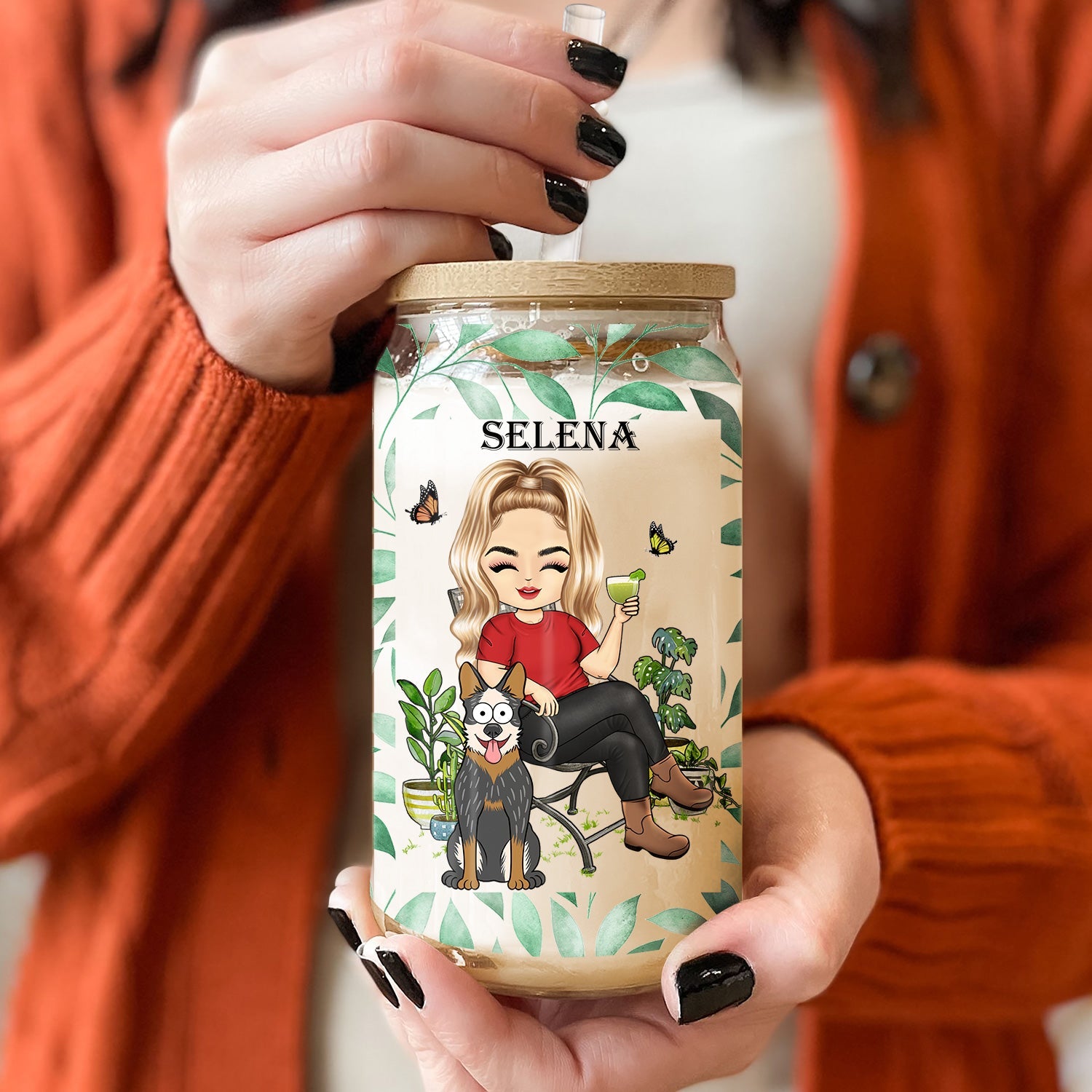 Once Upon A Time There Was A Girl Who Really Loved Dogs & Gardening - Gift For Garden, Dog Lovers - Personalized Clear Glass Can