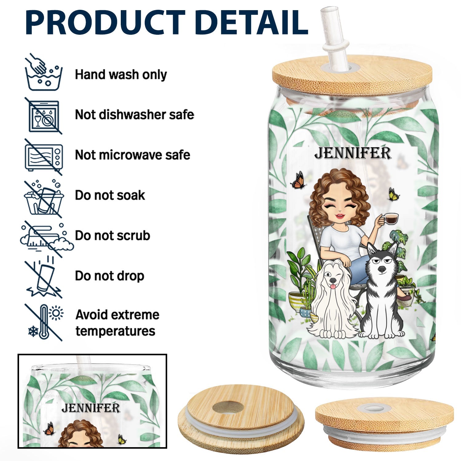 Once Upon A Time There Was A Girl Who Really Loved Dogs & Gardening - Gift For Garden, Dog Lovers - Personalized Clear Glass Can