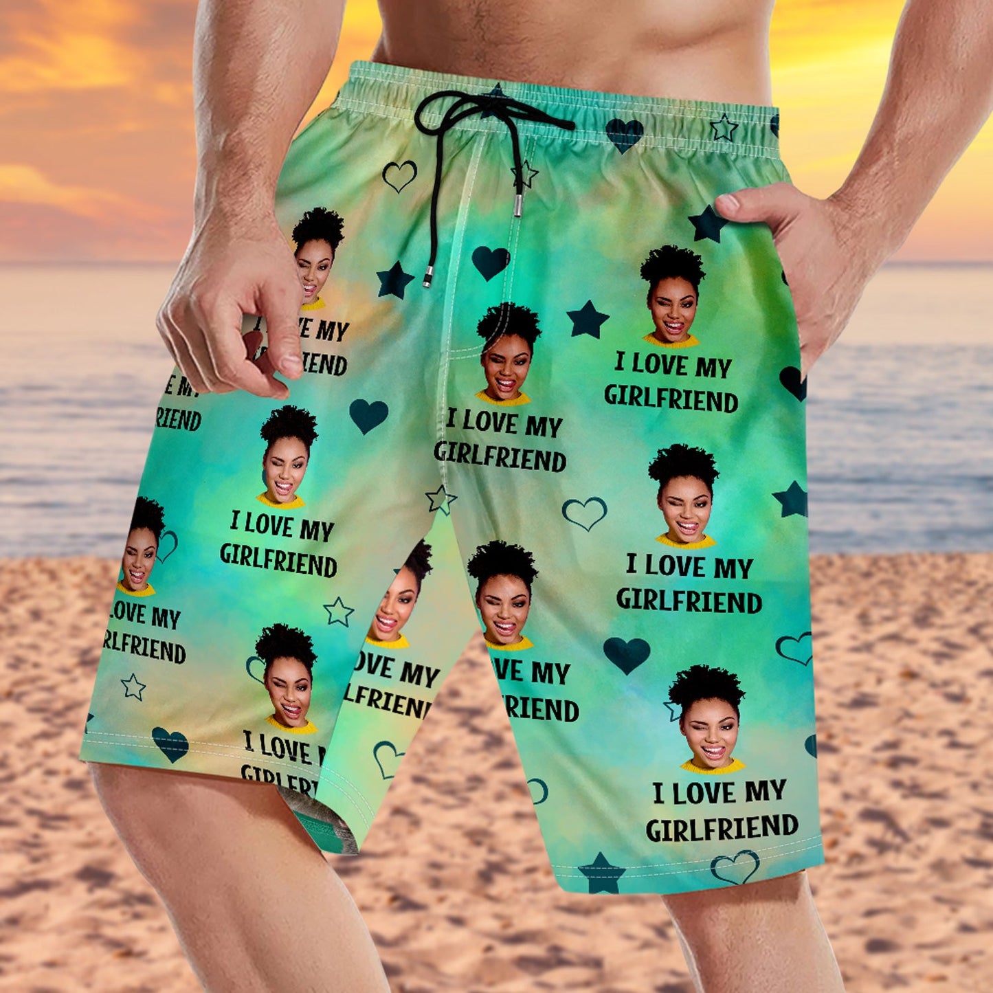 Custom Photo Funny I Love My Lover - Gift For Husband, Boyfriend - Personalized Unisex Beach Shorts