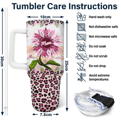 Nana, Mom, Auntie Sunflower - Birthday, Loving Gift For Mother, Grandma, Grandmother - Personalized 40oz Tumbler With Straw