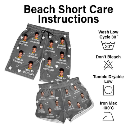 Custom Photo Funny I Love My Lover - Gift For Couples, Husband & Wife - Personalized Couple Beach Shorts