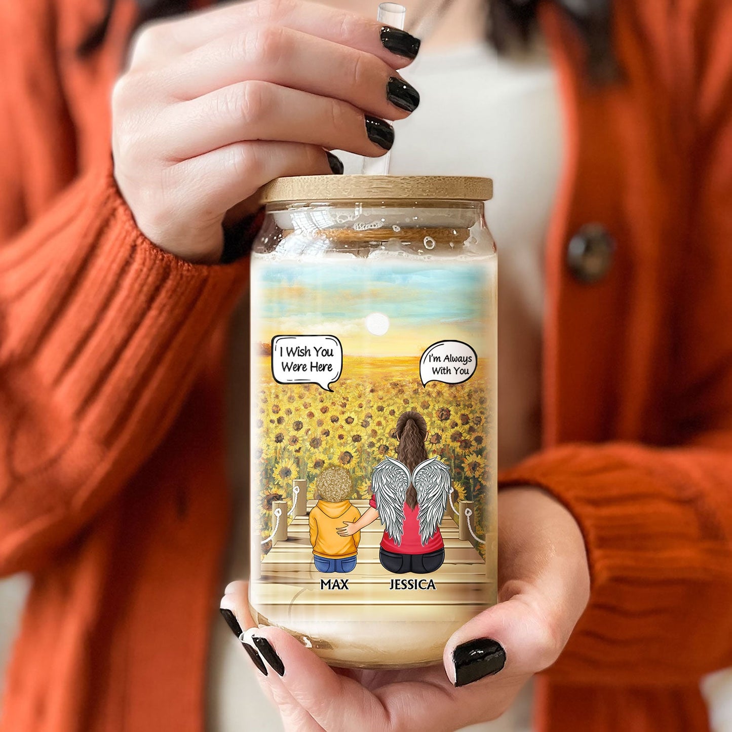 I Miss You I Know - Memorial Gift For Family, Friends, Siblings - Personalized Clear Glass Can