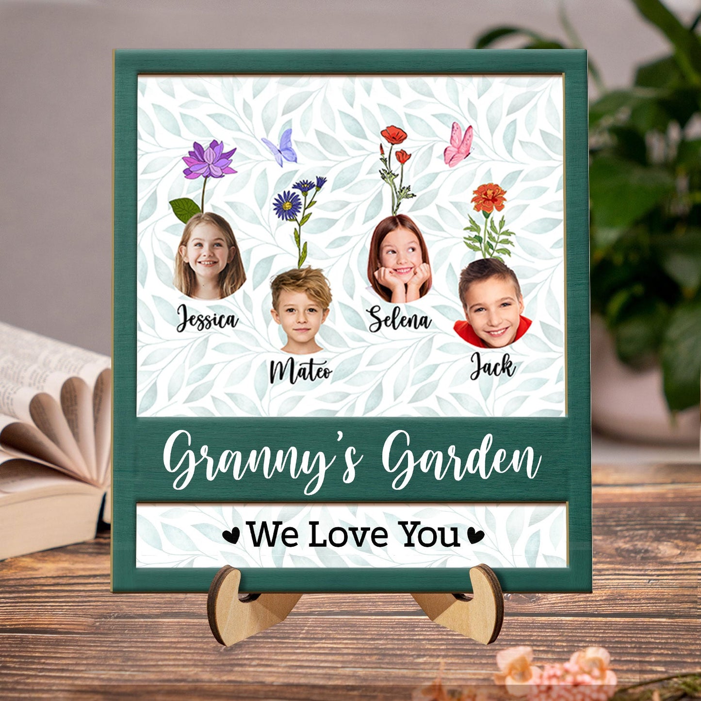 Custom Photo Nana's Garden - Gift For Mothers, Grandmas - Personalized 2-Layered Wooden Plaque With Stand