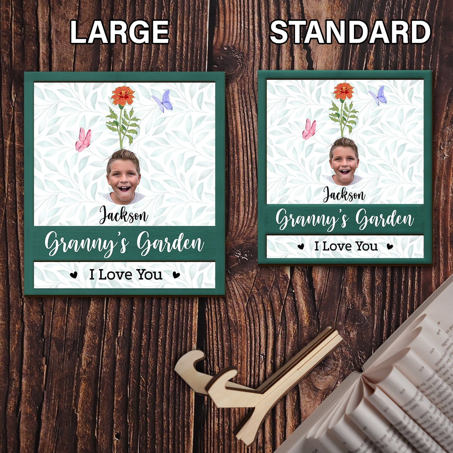 Custom Photo Nana's Garden - Gift For Mothers, Grandmas - Personalized 2-Layered Wooden Plaque With Stand