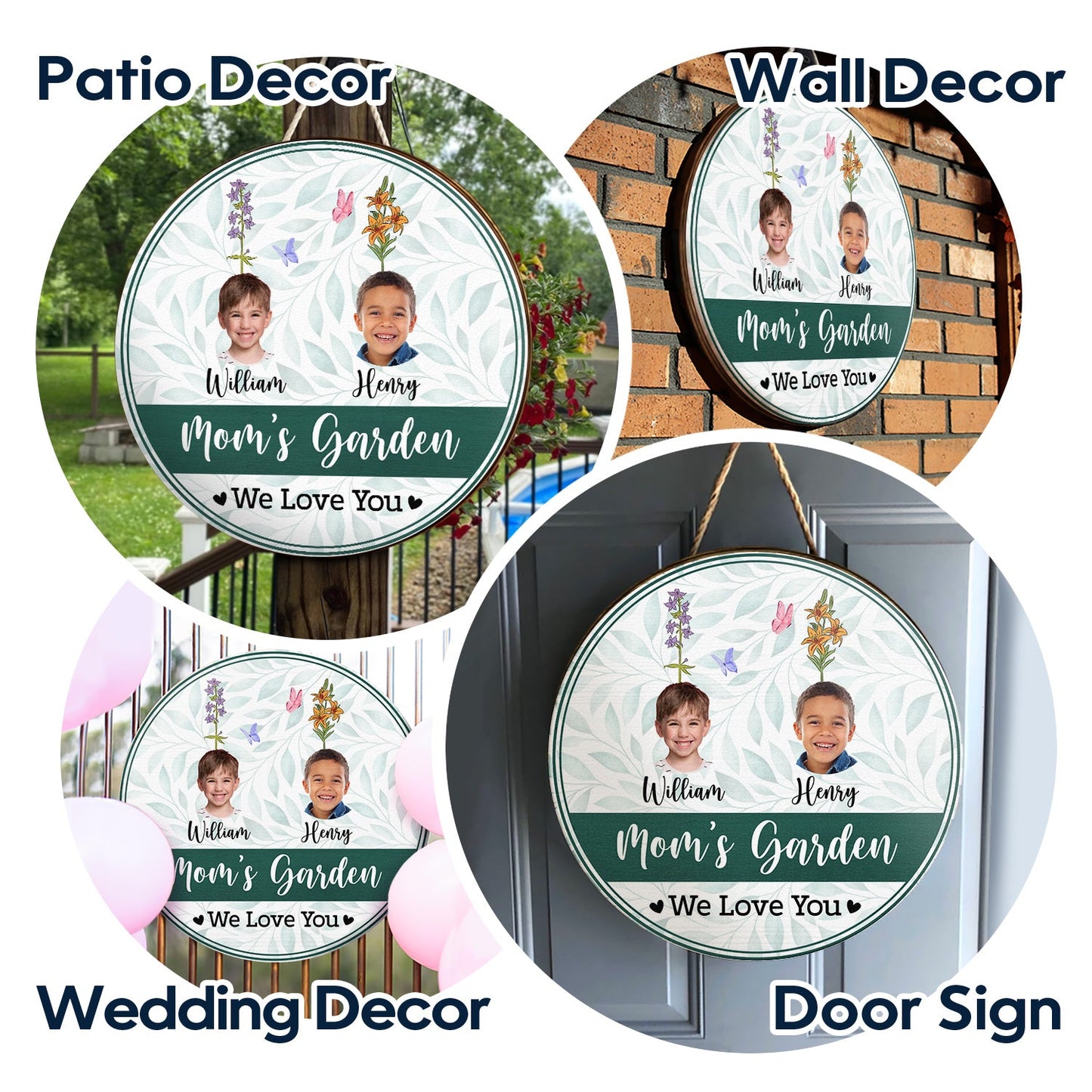 Custom Photo Nana's Garden - Gift For Mothers, Grandmas - Personalized Wood Circle Sign