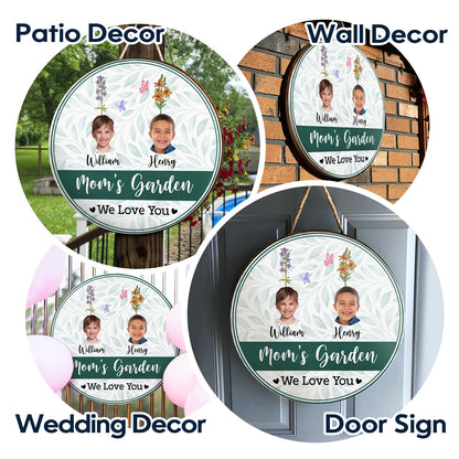 Custom Photo Nana's Garden - Gift For Mothers, Grandmas - Personalized Wood Circle Sign