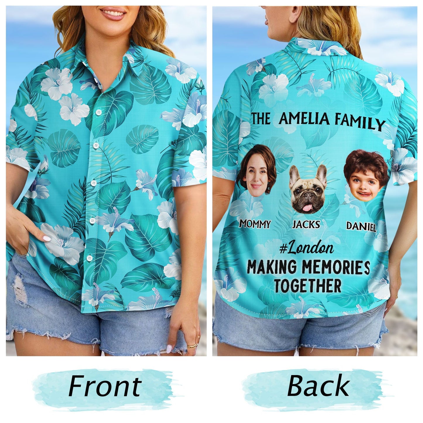 Custom Photo Vacation Traveling Beach - Gift For Family, Besties, Sibling, Colleagues, Couples - Personalized Hawaiian Shirt