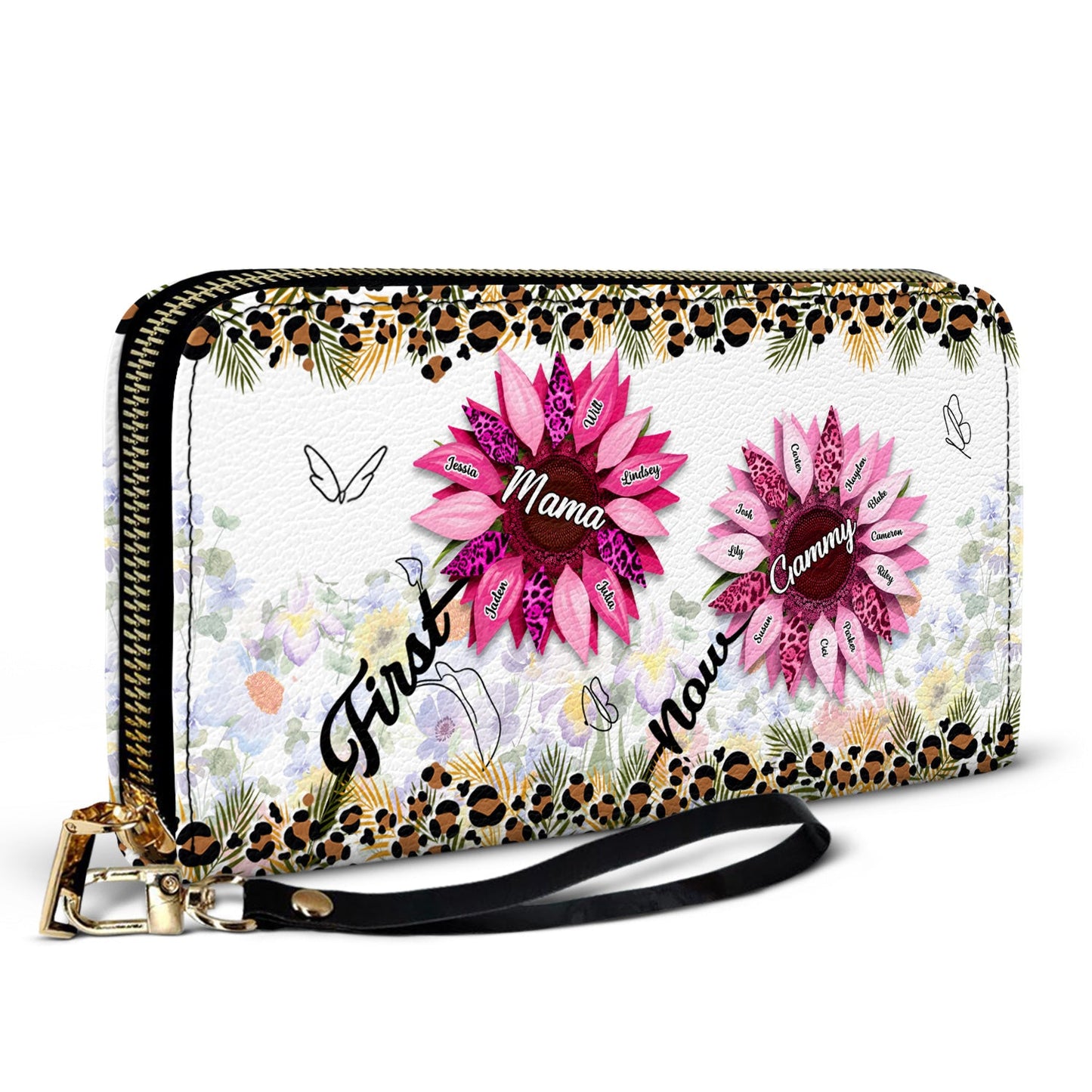 First Mom Now Grandma - Gift For Mothers, Grandmas, Aunties - Personalized Leather Long Wallet