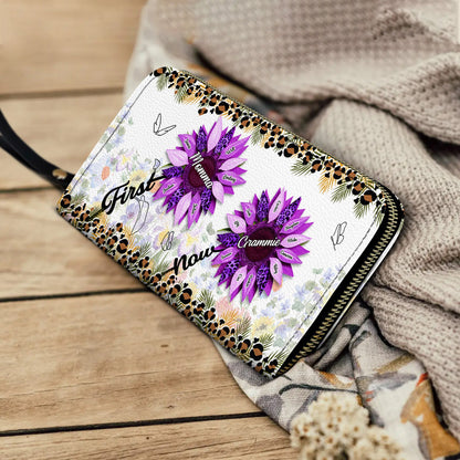 First Mom Now Grandma - Gift For Mothers, Grandmas, Aunties - Personalized Leather Long Wallet