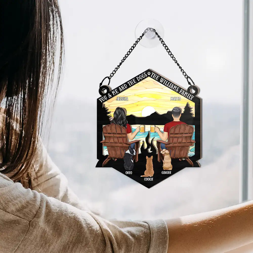 You & Me And The Dogs The Smiths - Personalized Window Hanging Suncatcher Ornament