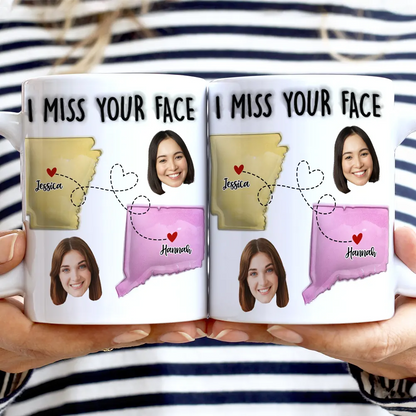 Custom Photo I Miss Your Face - 3D Inflated Effect Printed Mug, Personalized White Edge-to-Edge Mug