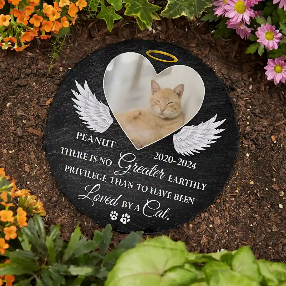 Custom Photo There Is No Earthly Privilege - Personalized Circle Memorial Garden Stone