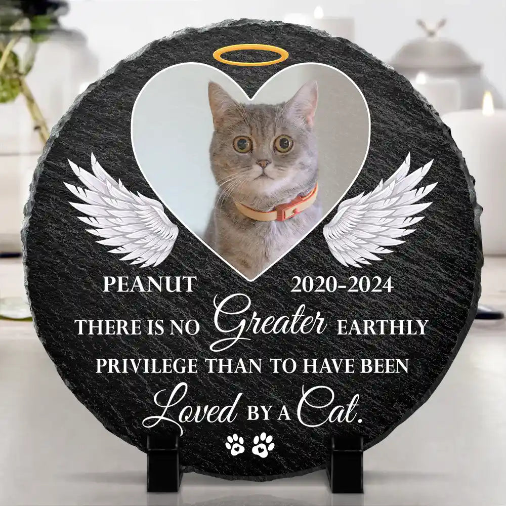 Custom Photo There Is No Earthly Privilege - Personalized Circle Memorial Garden Stone