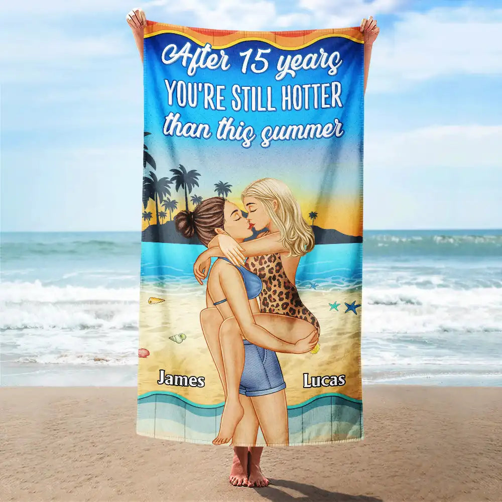 Couple Kissing After Years Hotter Than This Summer - Personalized Beach Towel