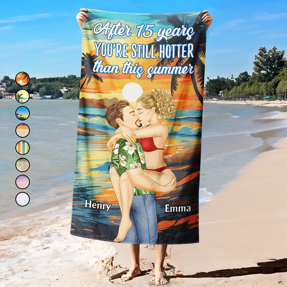 Couple Kissing After Years Hotter Than This Summer - Personalized Beach Towel