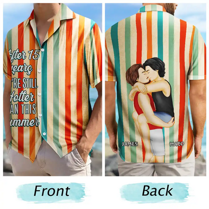 Couple Kissing After Years Hotter Than This Summer - Personalized Hawaiian Shirt