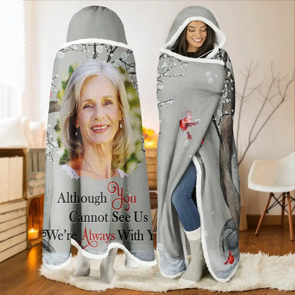 Custom Photo When You Miss Me Memorial - Personalized Wearable Hooded Blanket