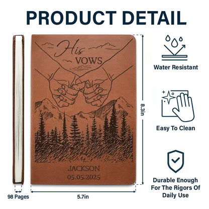 Wedding Couple Bride & Groom Vows - Personalized Leather Journal