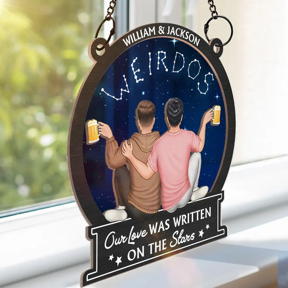 Our Love Was Written On The Stars - Personalized Window Hanging Suncatcher Ornament