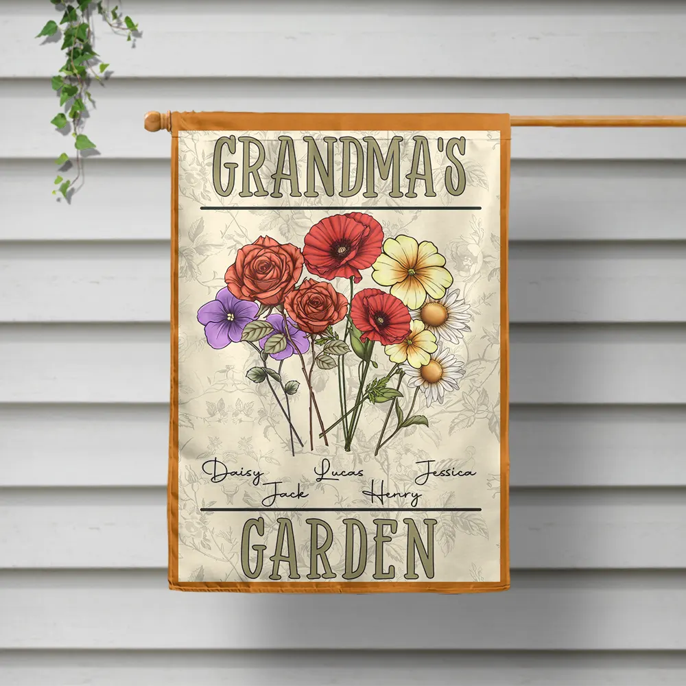 Birth Flowers Bouquet Grandma's Garden - Personalized Flag