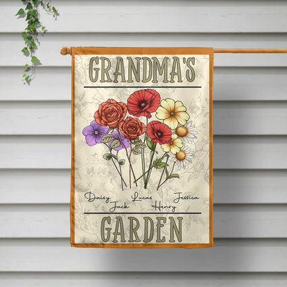 Birth Flowers Bouquet Grandma's Garden - Personalized Flag