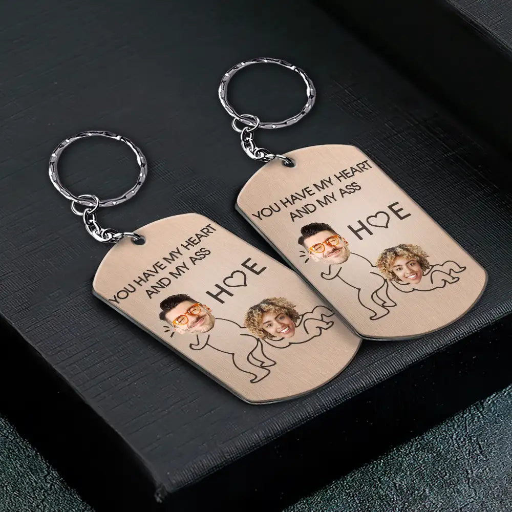 Custom Photo You Have My Heart Couples - Personalized Aluminum Keychain