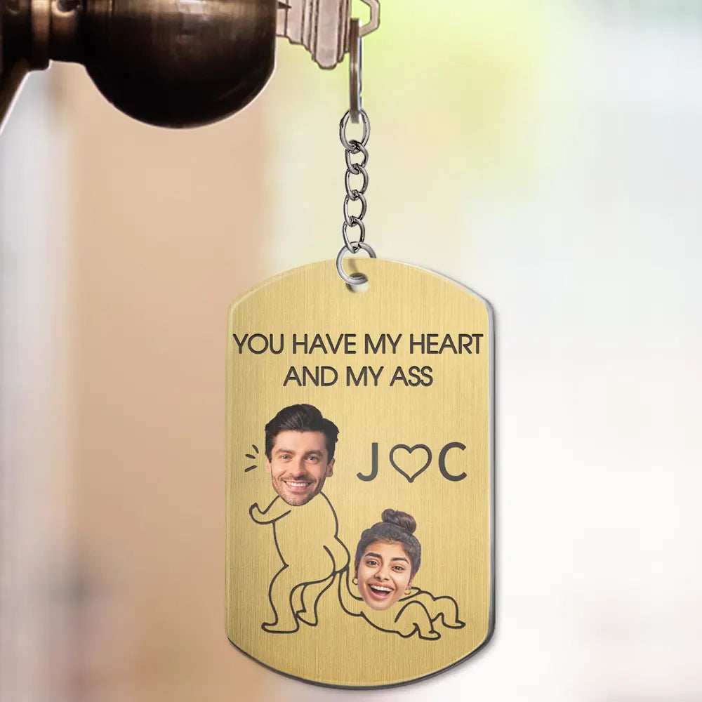 Custom Photo You Have My Heart Couples - Personalized Aluminum Keychain