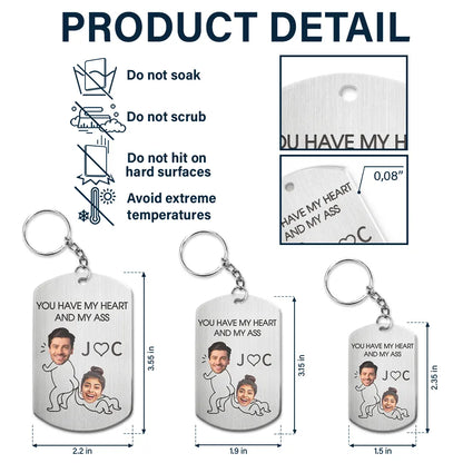Custom Photo You Have My Heart Couples - Personalized Aluminum Keychain