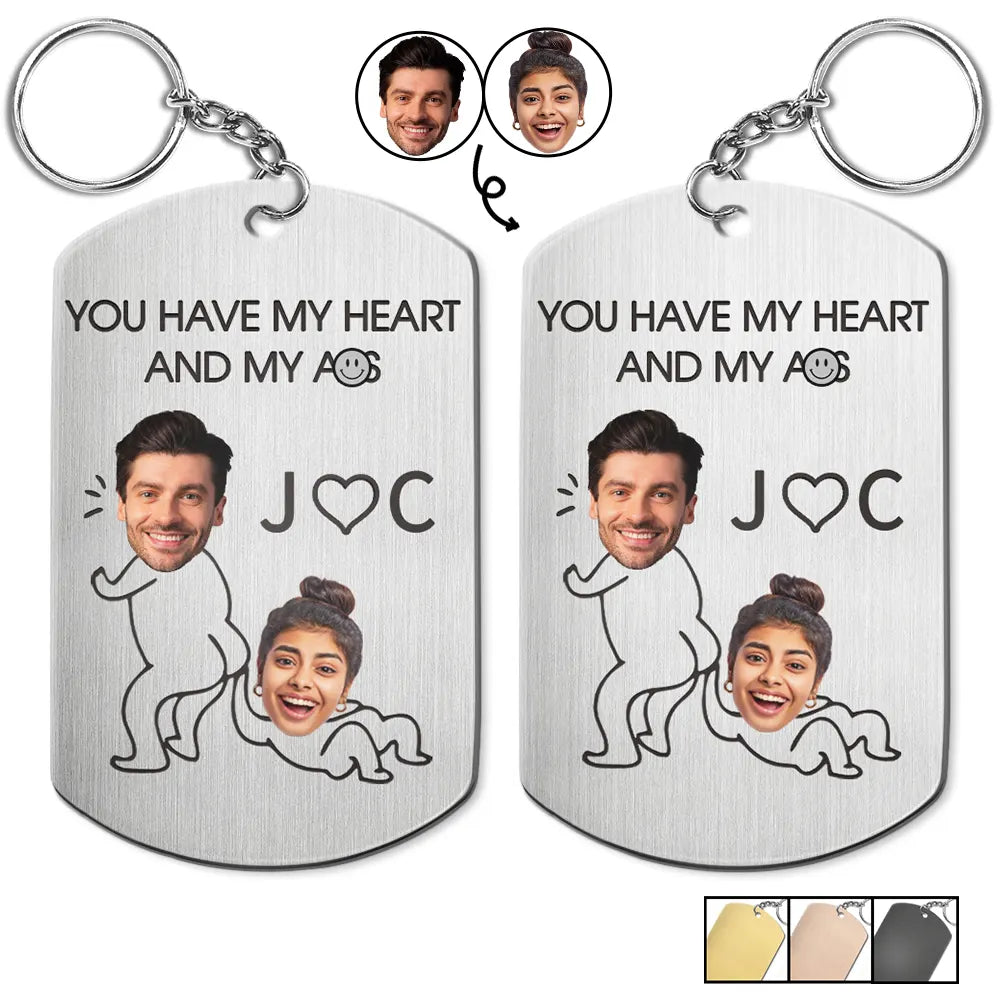 Custom Photo You Have My Heart Couples - Personalized Aluminum Keychain