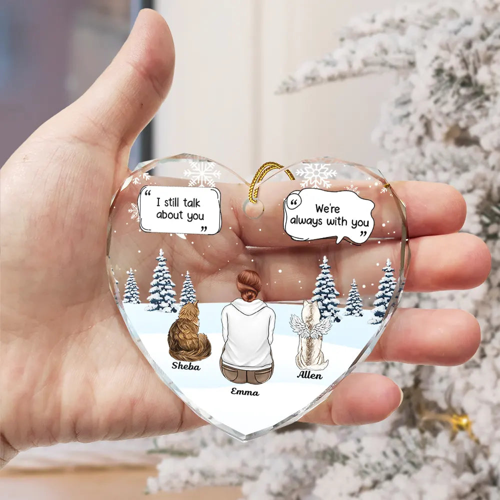 I Miss You Memorial Dog Cat - Personalized Heart Shaped Acrylic Ornament