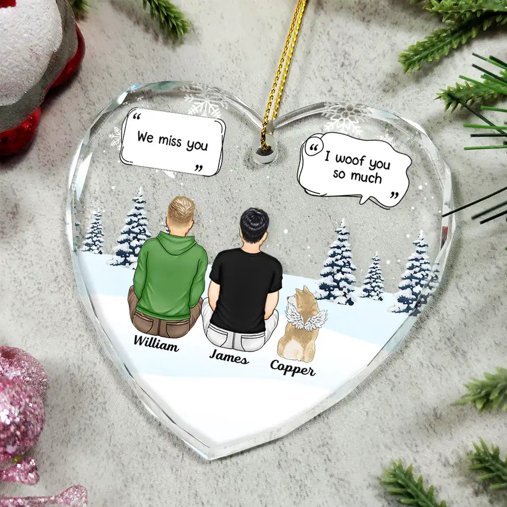 I Miss You Memorial Dog Cat - Personalized Heart Shaped Acrylic Ornament