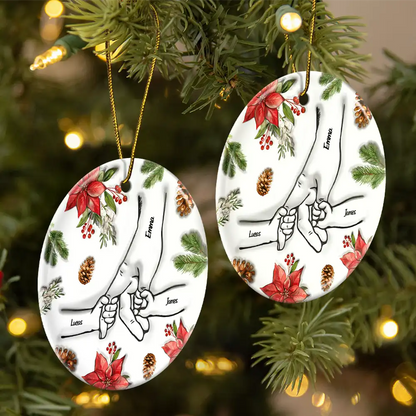 Christmas Hand In Hand, I Will Always Protect You - 3D Inflated Effect Printed Personalized Circle Acrylic Ornament