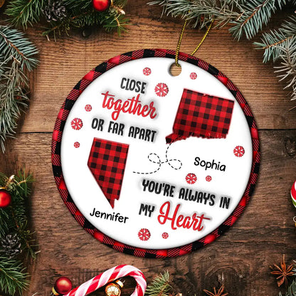 You're Always In My Heart - 3D Inflated Effect Printed Ornament, Personalized Circle Acrylic Ornament