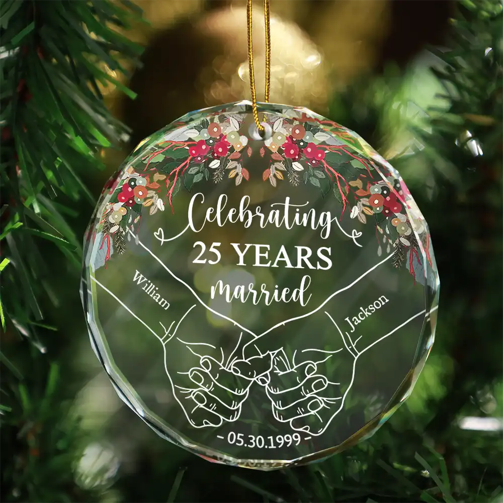 Happy Anniversary Celebrating Married - Personalized Circle Ornament