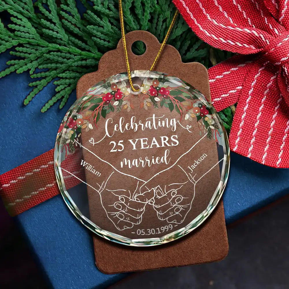 Happy Anniversary Celebrating Married - Personalized Circle Ornament